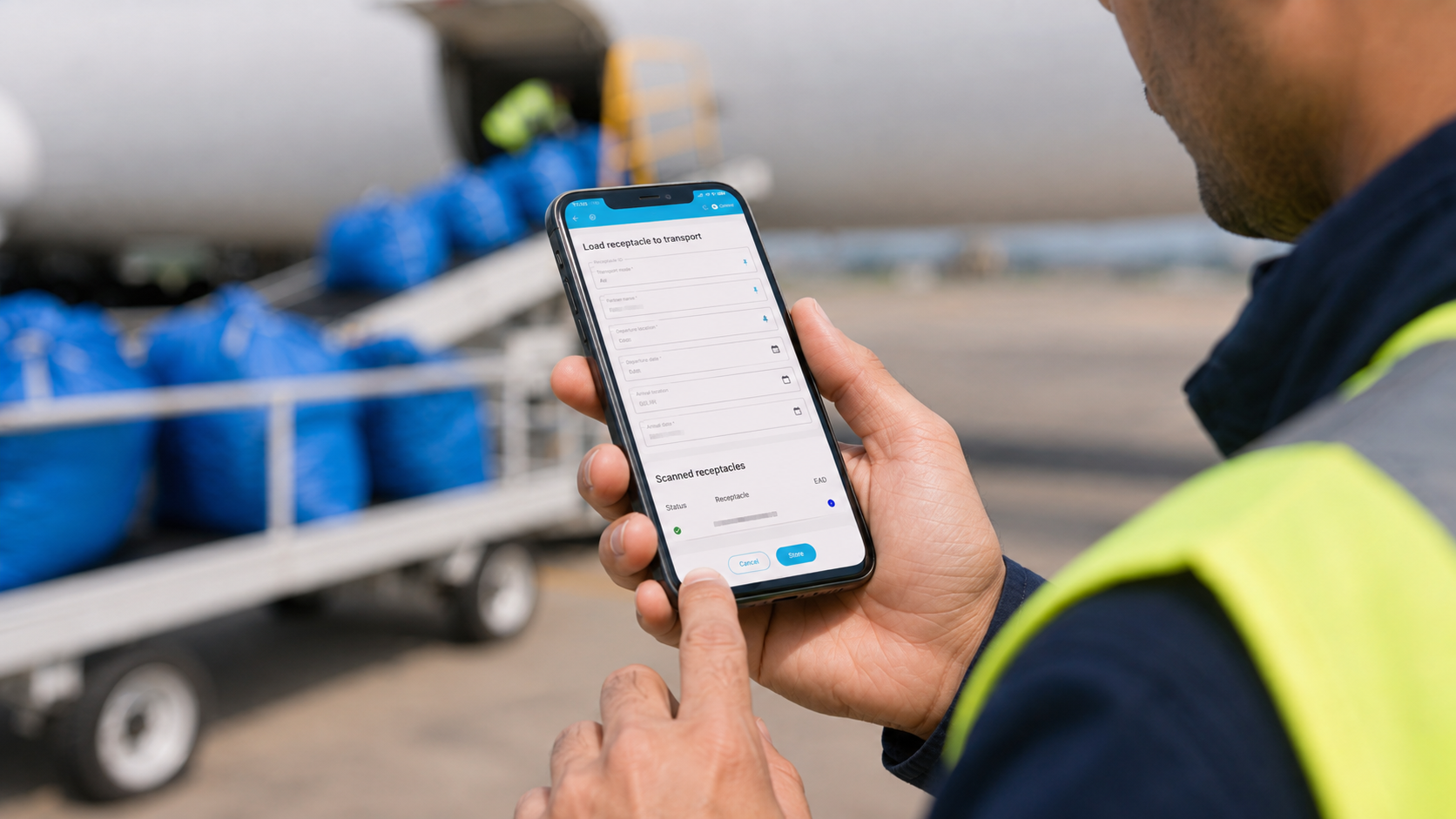 EAD Transport mobile application being used during postal transport operations